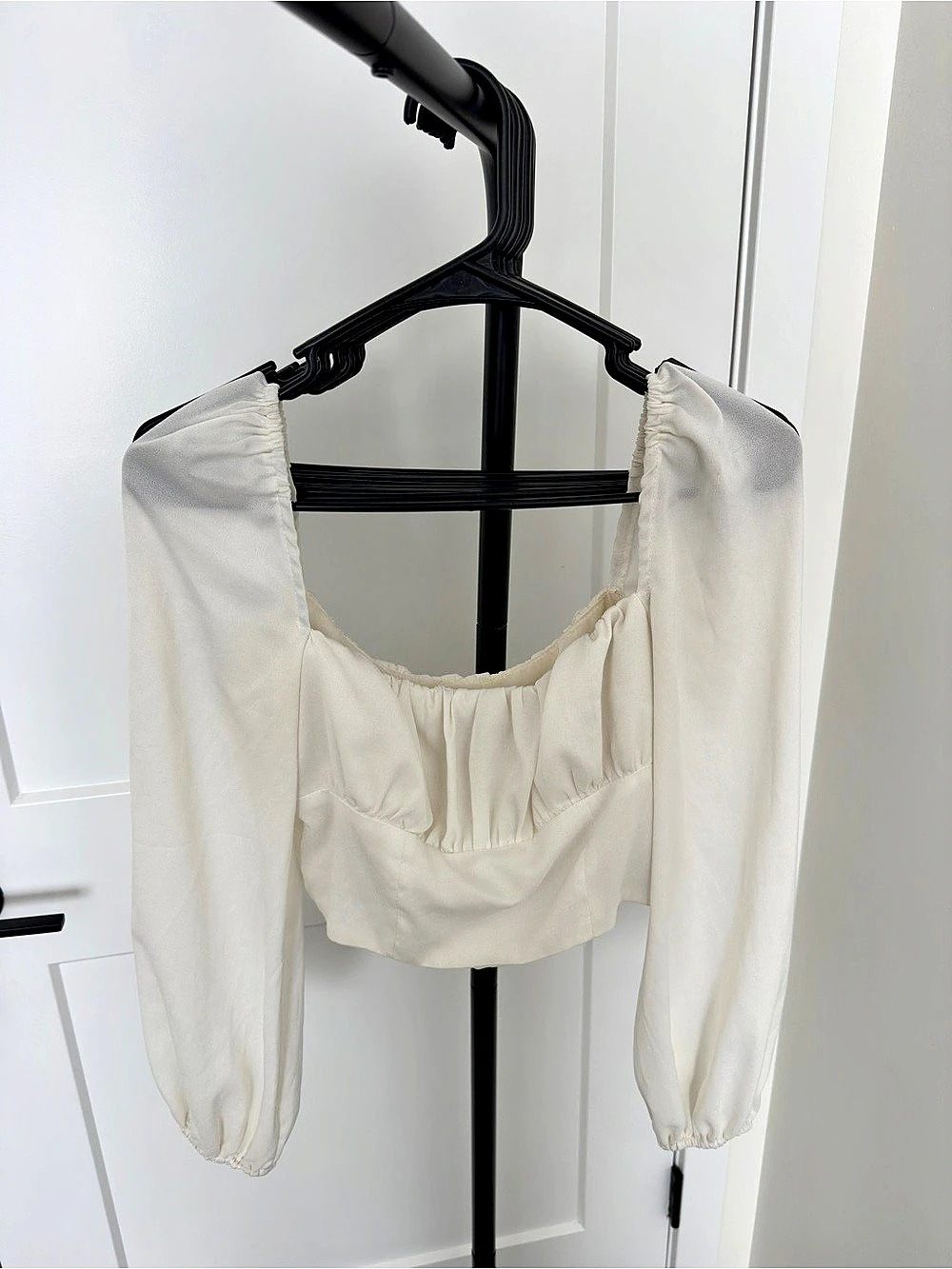 Princess Polly White Puff Sleeve Crop Top
